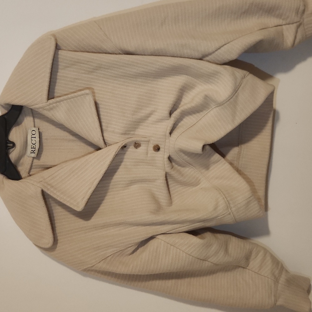 RECTO Beige Double-Knit Polo Sweater Size M